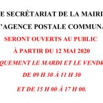 REOUVERTURE MAIRIE ET APC